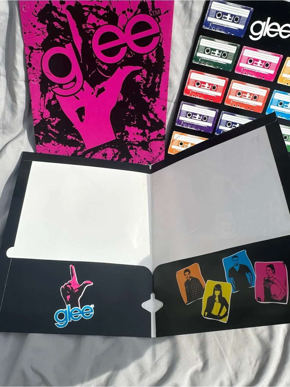 Glee Collectible Portfolio Folders set of 3 - Pink, Black, Multicolor